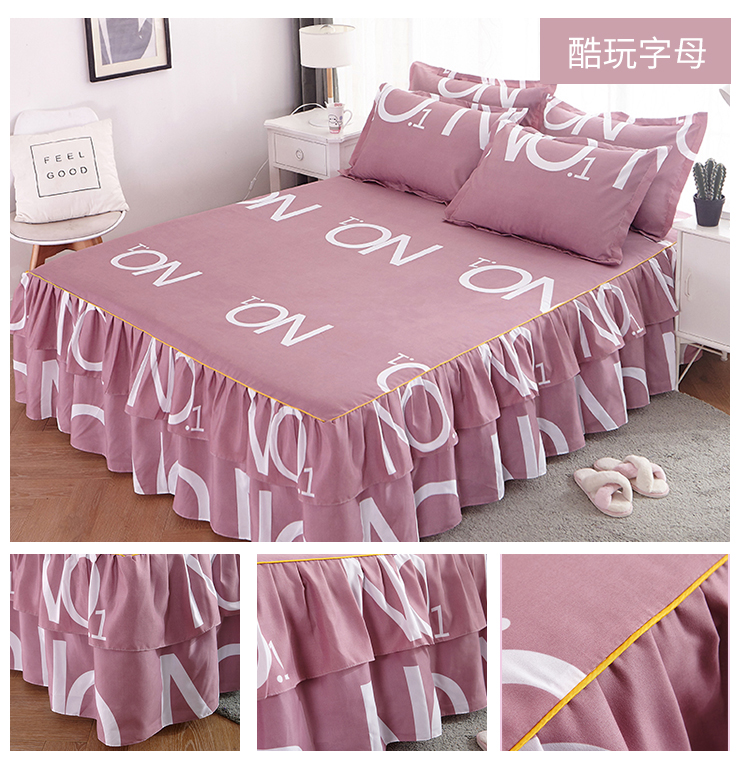 giường bằng vải bông váy bedspread Simmons nắp bảo vệ bụi che ba mảnh giường 1,5m khăn trải giường 1.8m bông Li - Váy Petti váy giường