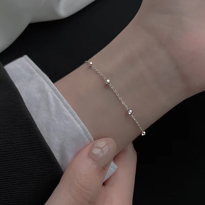 18K Gold Transfer Bead Bracelet for Women, Imitation Gold Bracelet, Light Luxury Niche Design, Exquisite Titanium Steel Colored Gold Jewelry