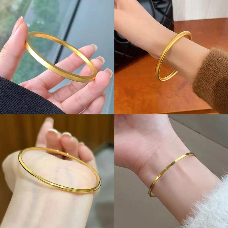 Traditional Ancient Craftsmanship Women's Small Square Bracelet, Square Chopstick Bracelet, 18K Simulated Gold 999 Plain Ring, Simple and Fashionable Bracelet