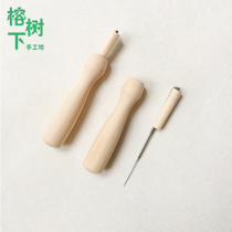 (Under Banyan Tree)Wool felt poke music wood handle needle Handmade diy tool Replaceable poke needle Solid wood handle needle