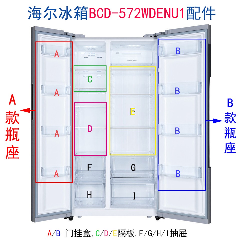 Applicable Haier double door refrigerator BCD-572WDENU1 shelve compartment hanging case drawer box 571591