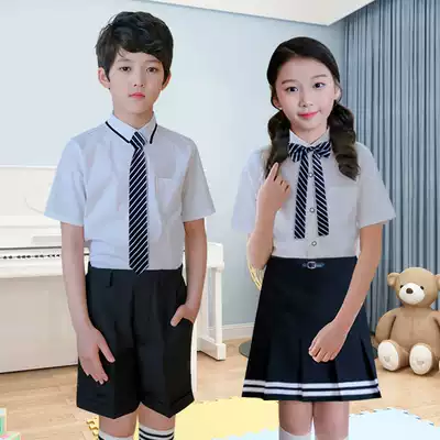 Primary school school uniforms summer clothes short-sleeved children's class clothes British college suit 2021 new kindergarten summer garden clothes