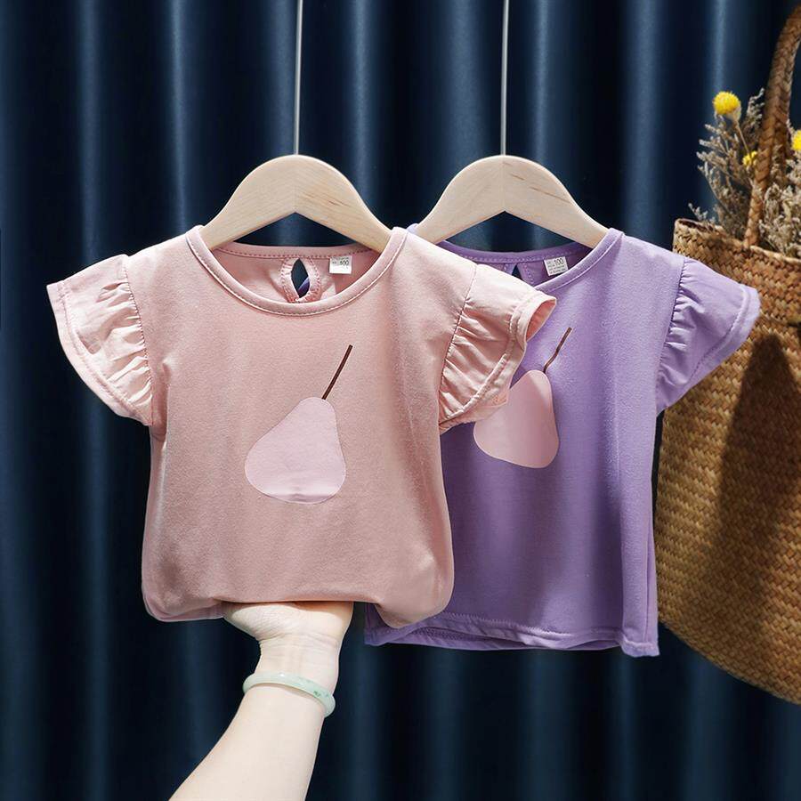 Girl Short Sleeve T-shirt 2022 New Toddler Summer Clothing Children Pure Cotton Foreign T-Shirt Infant Little Girl Blouse