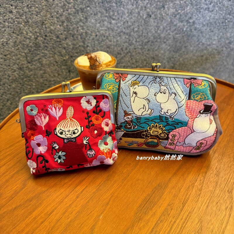 Japanese-Style Cute Cartoon Moomin Ah Mei Embroidered Clasp Bag Cosmetic Bag Document Coin Purse Storage Bag Japanese-Style Cute Cartoon Moomin Ah Mei Embroidered Clasp Bag Cosmetic Bag Document Coin Purse Storage Bag