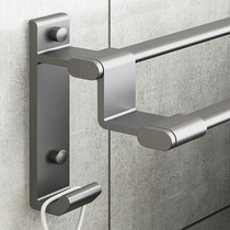 Gun gray punch-free space aluminum towel rack towel bar single rod bathroom towel hanging rod bathroom double rod storage rack