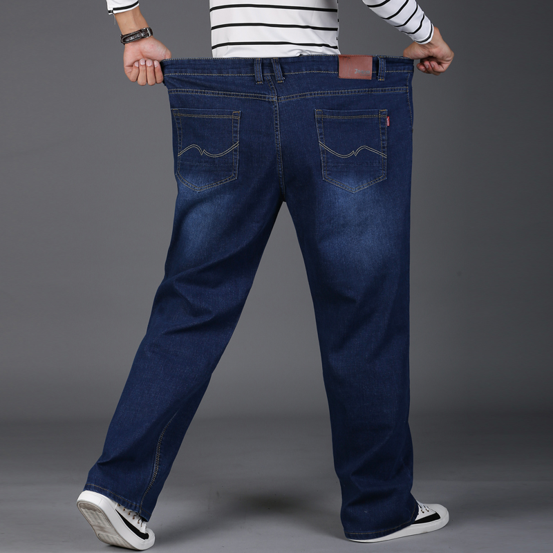 Mùa thu và mùa đông cực lớn chất béo quần jeans co giãn nam cộng với phân bón XL chất béo đàn hồi quần dài quần sooc nam
