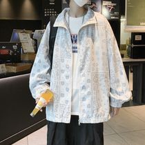 Full printed cashew flower jacket men 2021 autumn loose fashion exterior print coat Harajuku ins wild trend