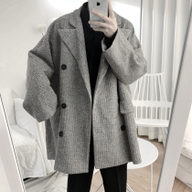 The Mr. trench coat men long vintage Han Feng loose leisure students trend wild drop shoulder in autumn and winter