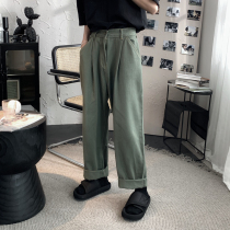 Mr. Spring New Army Green Jeans Mens Loose Straight Pants Trousers