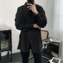 Mr. Gothic large lapel shirt men long sleeve Korean trend loose spring new shirt