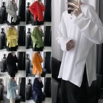 Mr. Self-made nine-color split T-shirt male Korean version of loose inner long sleeve cotton base shirt