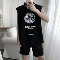Mr. Short creative Earth Star letter printed Waistcoat Vest mens summer ins versatile breathable sleeveless T-shirt