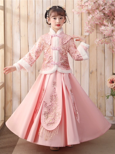 Ханьфу, детский демисезонный красный пуховик, увеличенная толщина, китайский стиль