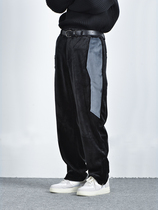 LIMPIDOCULUS (LIMS) 20AW Fall Winter Black Gray Panel Contrast Loose Velvety Drape Glossy Trousers