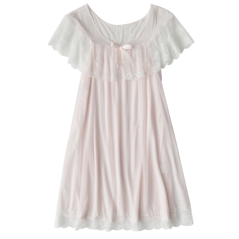 Rosetree retro palace pajamas female summer sexy princess lace nightgown short sleeve thin sweet home clothes
