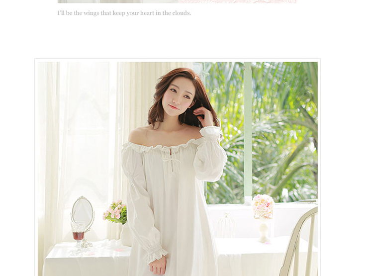 RoseTree [恬 媛] váy ngủ kiểu Pháp tinh khiết retro váy ngủ công chúa thoải mái cotton công chúa mùa thu váy ngủ thanh niên mùa hè Hàn Quốc