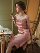 Slut Collar Real Silk Harnesses Sleeping Dress Women 2022 New Long Dresses Summer Women Senior Senses Pure Color Mulberry Silk Pyjamas