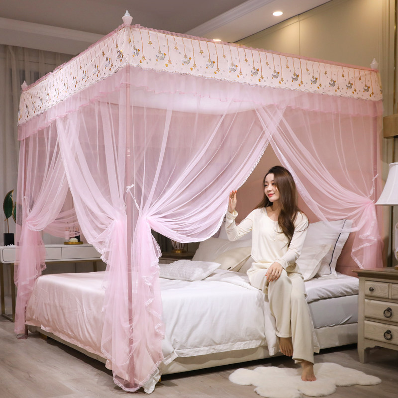 Jialisi three-door mosquito net palace floor-to-ceiling heightened bold aluminum alloy stainless steel bracket encrypted anti-mosquito