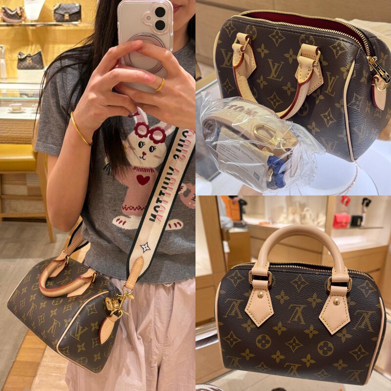 Lv New Women's Bag Speedy20 Lock Pillow Bag Monogram Shoulder Handbag Underarm Bag Crossbody Fashion Letter Design