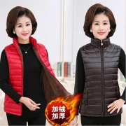 Phụ nữ trung niên cộng với áo vest nhung mùa thu tải mẹ xuống áo vest cotton cho phụ nữ trung niên mặc áo vest dày