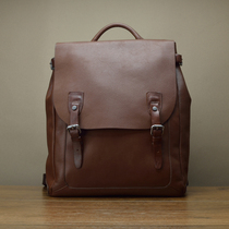 Fima Import Calf Leather Mens Double Shoulder Bag EUROPEAN FASHION GENUINE LEATHER BACKPACK DESIGNER JAPAN-JAPAN WAVE COMPUTER BAG