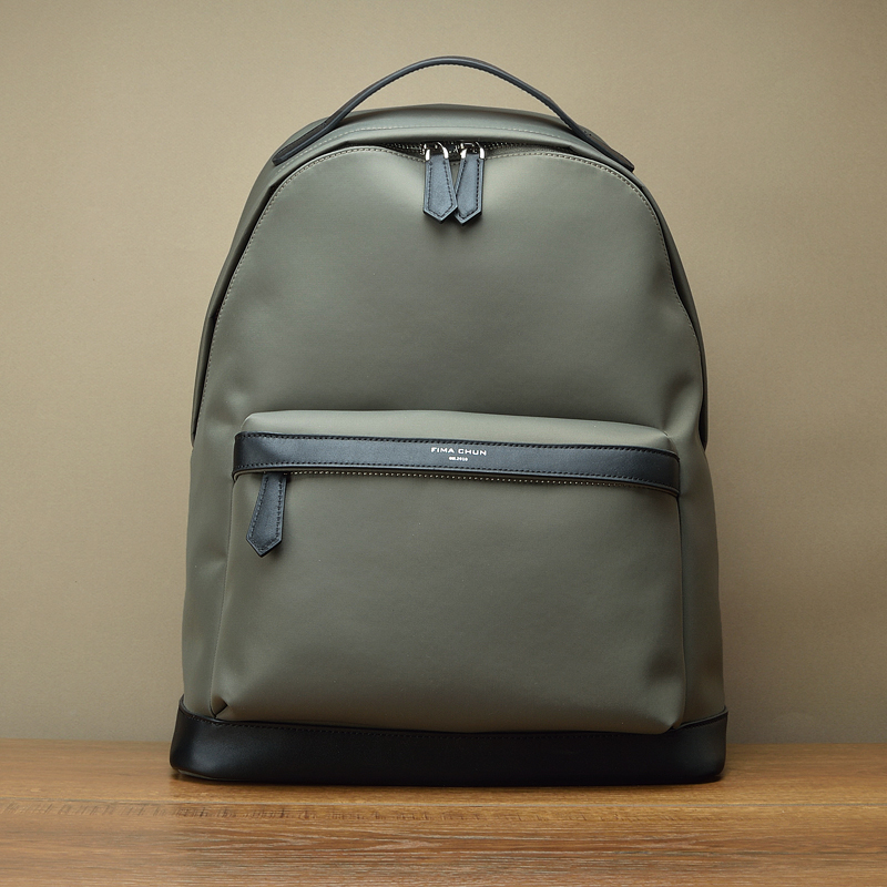 fima imported nylon with leather shoulder bag classic fashion sports computer backpack European and American travel army green
