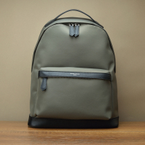 fima imported nylon accessories genuine leather double shoulder bag classic fashion sports computer backpack European and American travel military green