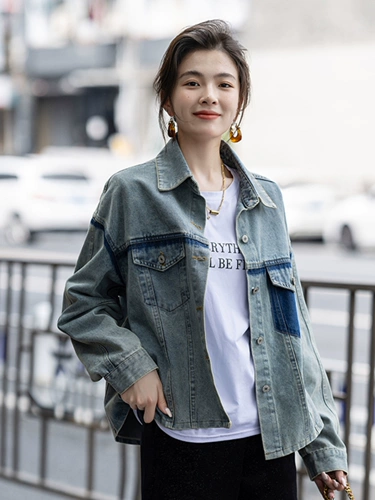 九月陌墨 Джинсовая осенняя демисезонная дизайнерская куртка для отдыха, тренд сезона, в корейском стиле