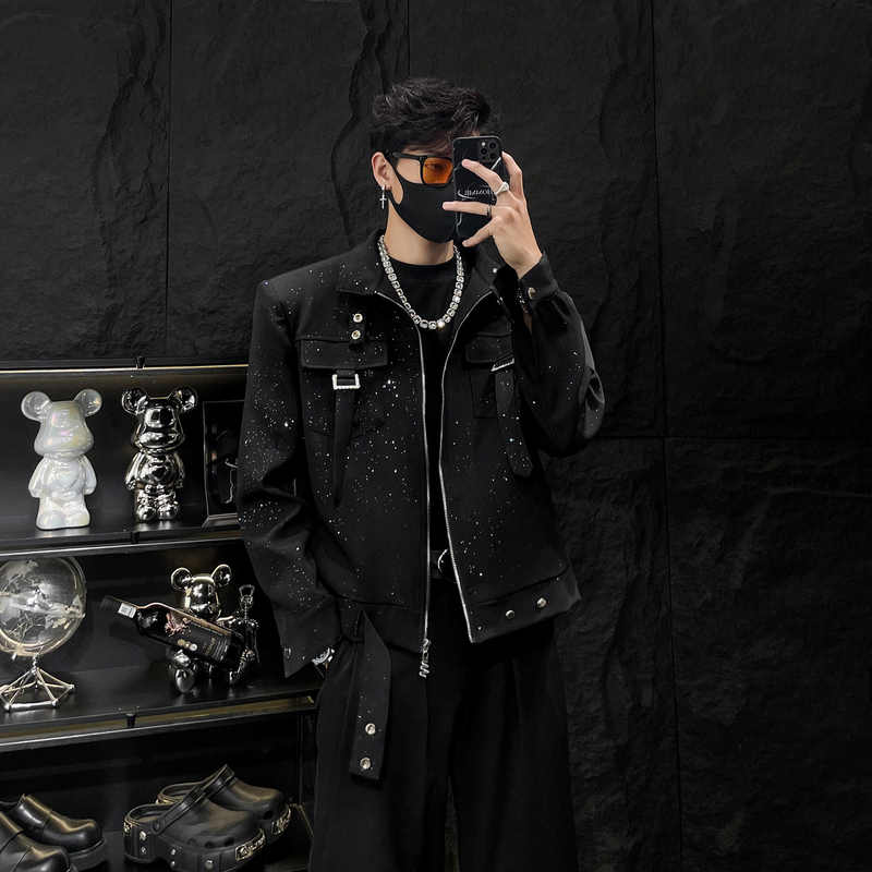Homme Designer Sequin Sparkling Jacket for Men, High-End Starry Short Coat, Cool and Stylish