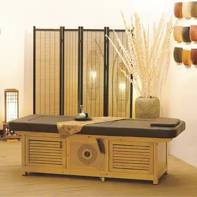 Moxibustion bed solid wood far infrared beauty physiotherapy massage bed fumigation health moxibustion bed household smoke-free automatic