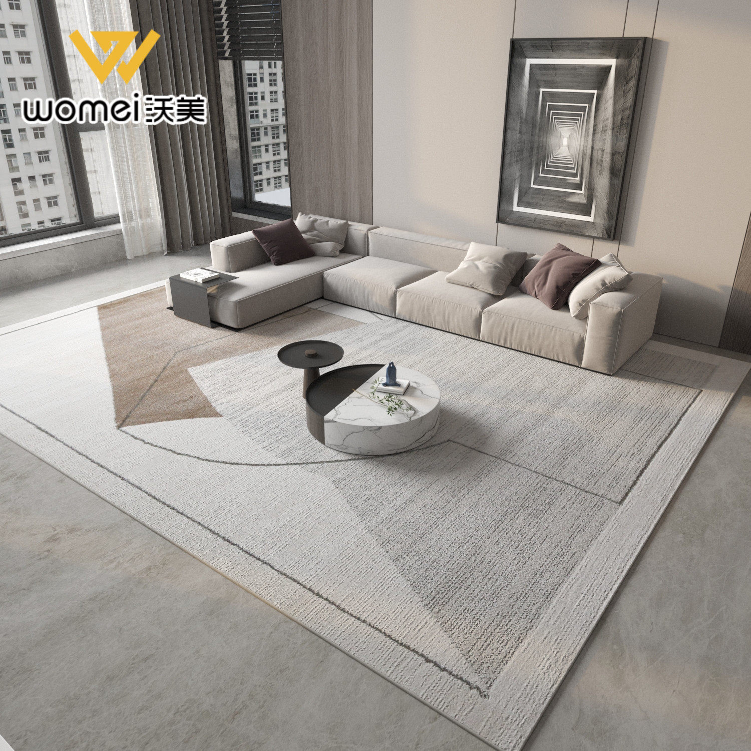 Modern minimalist Nordic living room tea table carpet sofa cloakroom abstract light luxury minimalist bedroom bedside carpet
