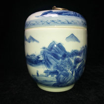 Jingdezhen factory goods porcelain hand-painted blue and white fine pen landscape cover can Tea pot-No. 2