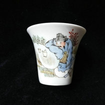 Jingdezhen factory goods porcelain hand-painted light crimson color Taibai drunk wine horseshoe Cup Puer tea cup tea cup tea cup