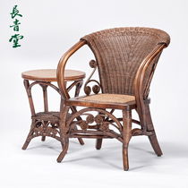 Changqitang rattan balcony casual tea table and chair home living room single backrest rattan chair tea table three-piece combination