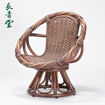 Changqingtang rattan creative vintage swivel chair home balcony living room single woven back chair casual rattan chair