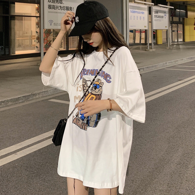 White Off-The-Shoulder T-Shirt for Women, Oversized, Loose Fit, 2026 New Style, Mid-Length, Hip-Covering, Short-Sleeved, Summer White Off-The-Shoulder T-Shirt for Women, Oversized, Loose Fit, 2026 New Style, Mid-Length, Hip-Covering, Short-Sleeved, Summer