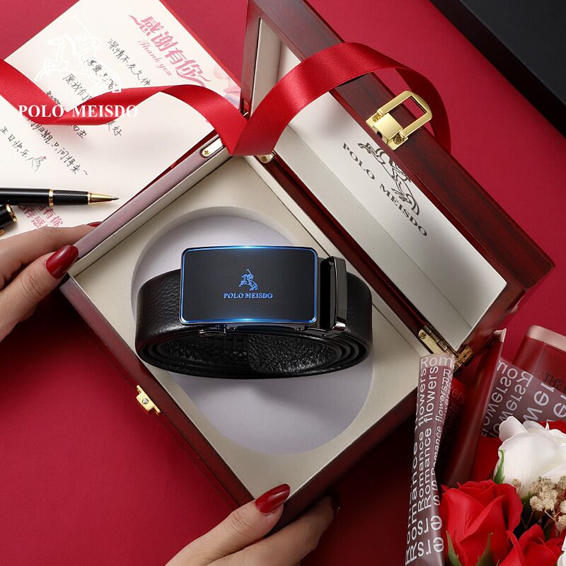 British imported Ralph Lauren polo men's leather automatic buckle belt counter gift boxed young and middle-aged pure cowhide pants belt