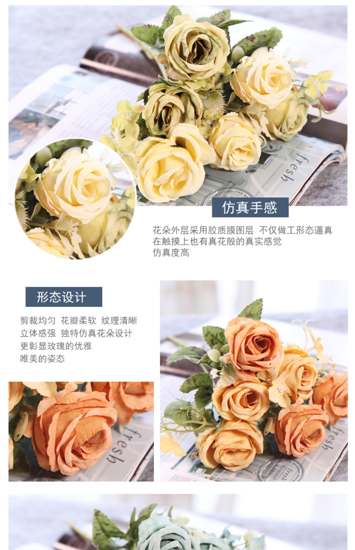 Mô phỏng hoa hồng bó hoa giả hoa khô hoa nho phòng khách trang trí bàn cà phê trang trí bàn trang trí chậu hoa - Trang trí nội thất phòng ngủ đẹp cho nữ