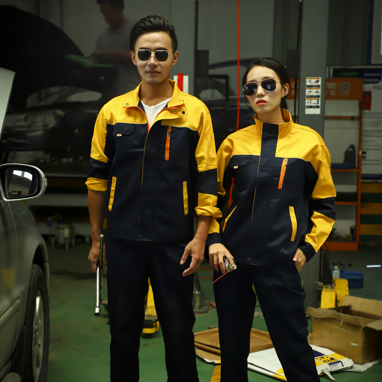 Mùa xuân và mùa thu Tự động sửa chữa công nhân Nhà máy rửa xe tay áo dài Bộ quần áo nam giới đồ nam đẹp