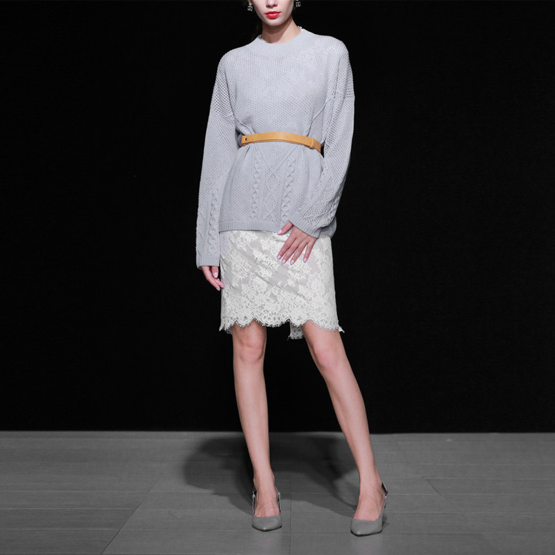 2017秋冬新款 欧美时尚气质优雅百搭中长款长袖羊毛毛衣上衣女装