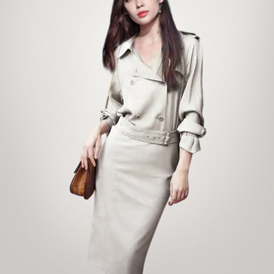 2017秋装新款女装潮流时尚气质修身裙子收腰显瘦中长款连衣裙秋季