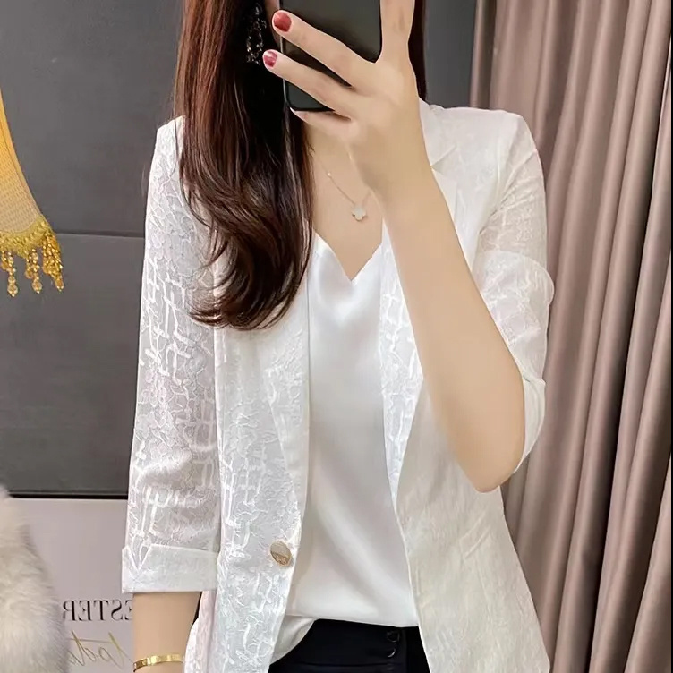 Clearance Sale, Store Return~ Summer Thin Jacket, One-Button Blazer, Shawl, Elegant Slim-Fit Lace Top