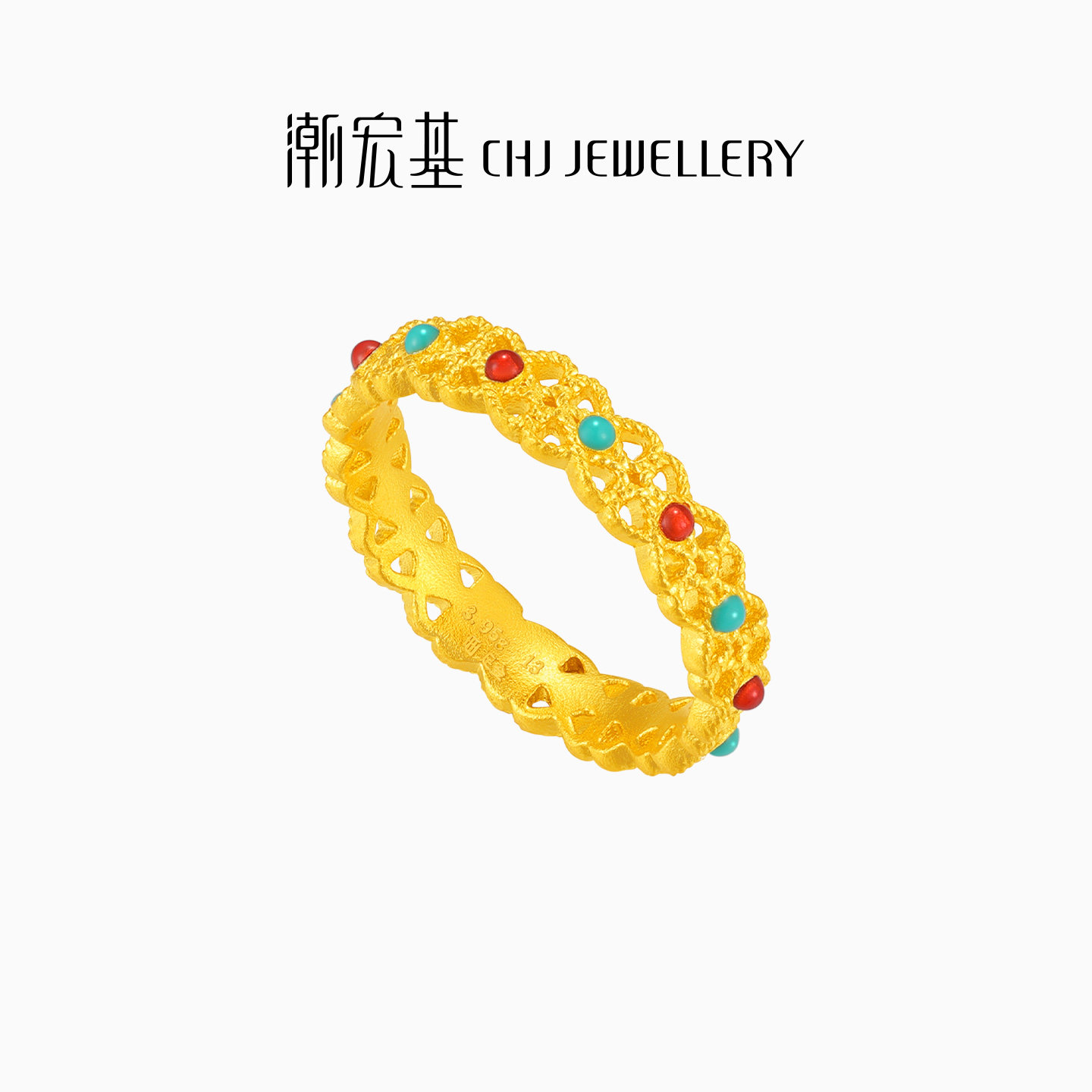 Chaohongji Zhenjin twelve-color gold ring solid gold ring ring bracelet bracelet ancient gold enamel hollow porphyrin