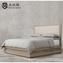 STACKED series American country minimalist wood double personality inlaid oak 1 8 meters queen bedroom