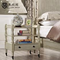 American country solid wood bedside table antique old white bedside cabinet sofa a few corners a few oak furniture custom