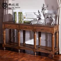 American solid wood porch table porch Wall side table simple old entrance hall table drawer oak furniture