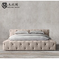 American country upholstered upholstered nuptial bed bed 1 8 meters princess bed tatami bed Nordic tab cloth art bed