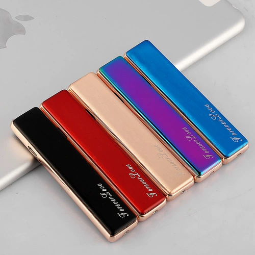 Металлическая бесшумная ультратонкая ветрозащитная электронная зажигалка с usb-зарядкой подходит для мужчин и женщин