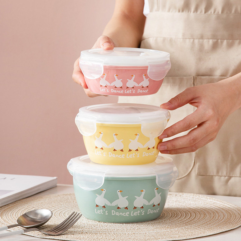 Ceramic Seals Refreshing Bowl Mini Rice Bowl Microwave Oven Round Bowl Rice Box Fruit Box Freshness Box