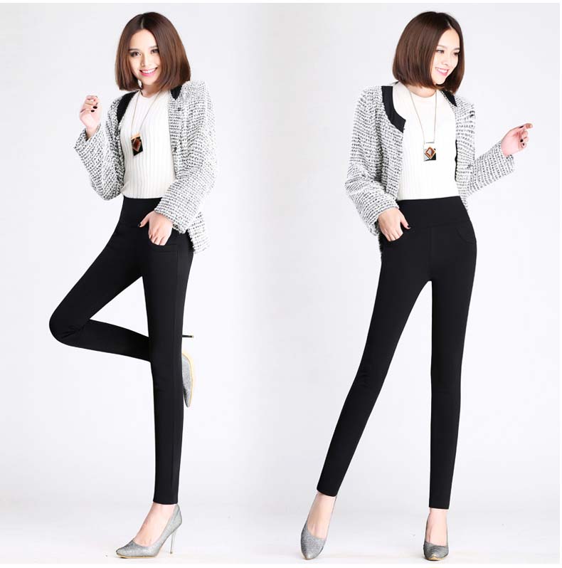 Mặc quần legging mùa đông và quần nhung dày Quần nữ trung niên với quần nhung ấm quần cạp cao cạp cao thời trang nữ trung niên